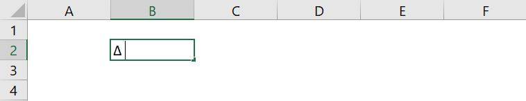 Excel excel símbolo delta signo cambio insertar copiar pegar listo