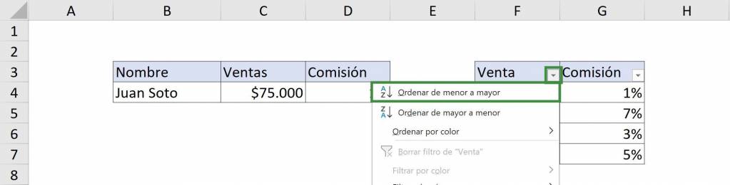 Ordenar datos para función BUSCAR en Excel
