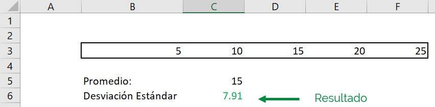 Excel calcular desviación estándar desvest desvest.m desvest.p desvestp ejemplo seleccionar argumentos de a uno resultado